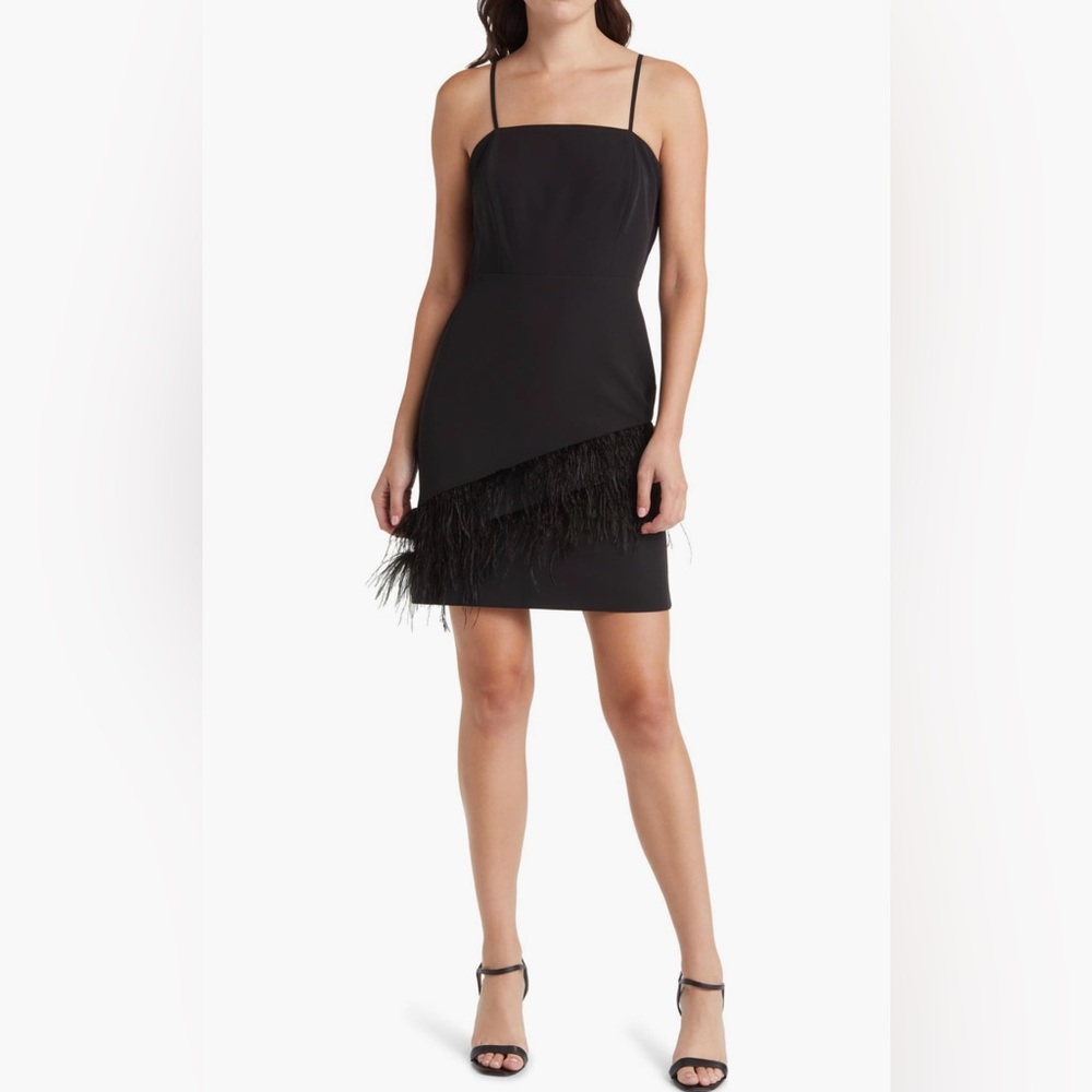 NEW Sam Edelman Womens  Feather Sheath Dress, Black 8